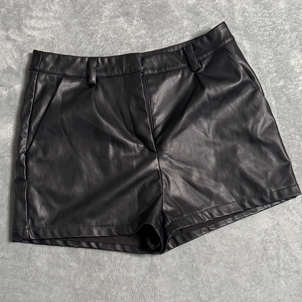 SHEIN Black High Waist Faux Leather Shorts